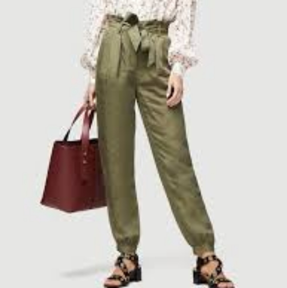Frame Denim Olive Green High-Waisted Pants